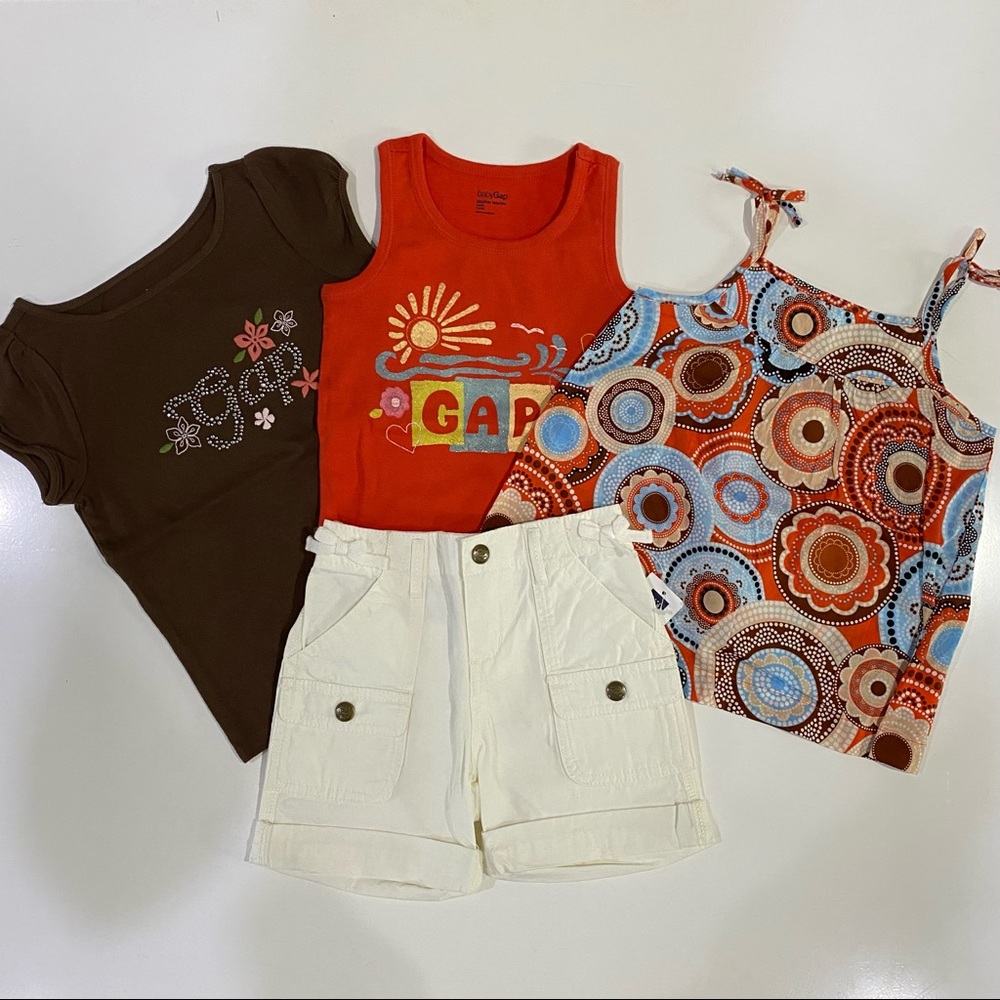 NWT Girls Gap Sz 4 4T 5 Tank Tops Shirts Shorts Bundle Outfit Spring Summer NEW